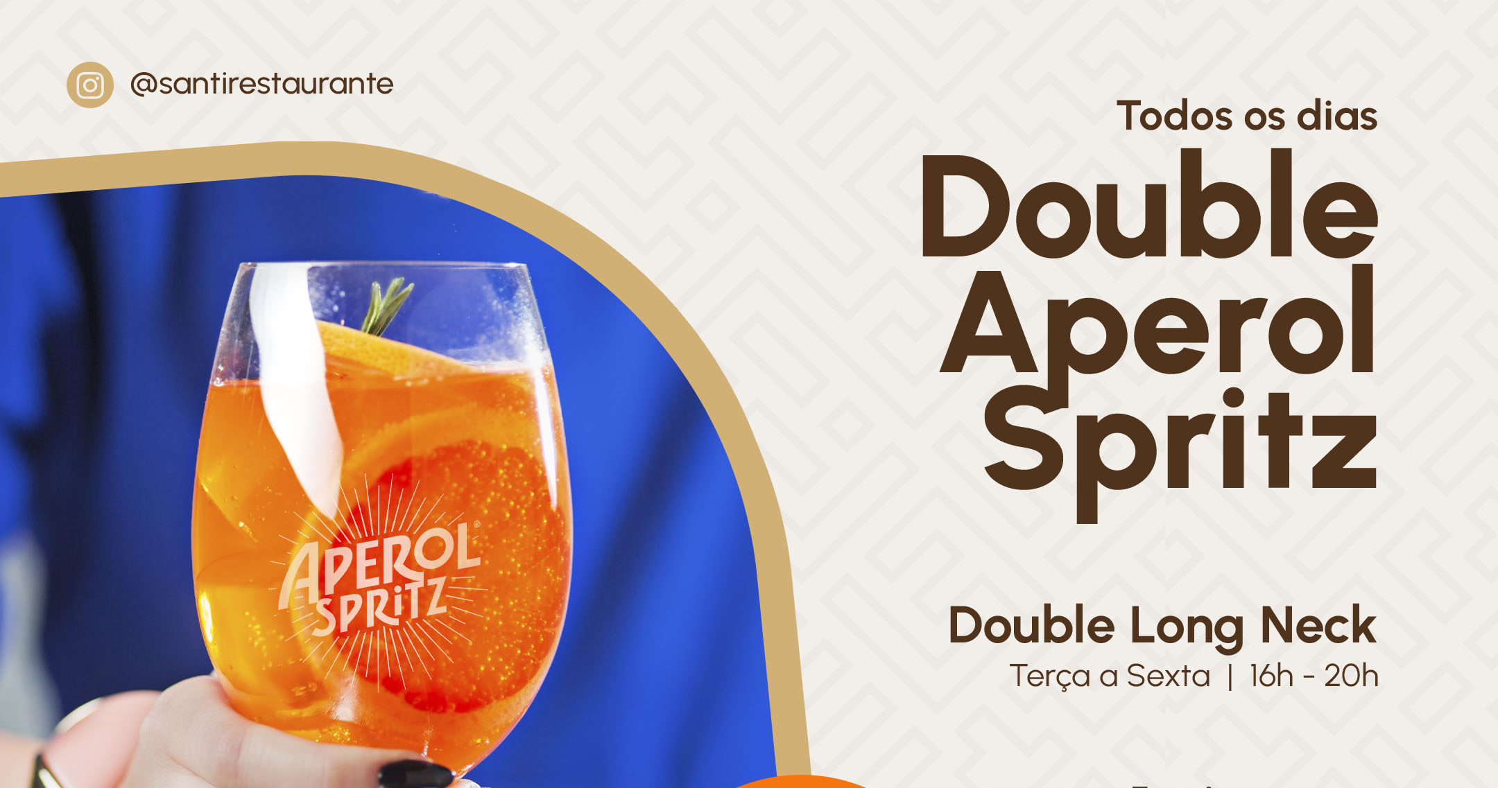 Compre um Aperol Spritz no Santi Restauranteem e ganhe outro