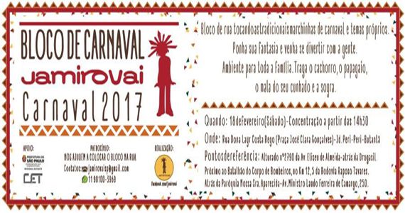 Bloco carnavalesco Jamirovai convida os foliões para desfilar na Praça José Clara Gonçalves Eventos BaresSP 570x300 imagem