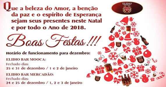 Boas festas, um Feliz Natal e Próspero Ano Novo, é o que deseja o Elidio Bar para todos os clientes e amigos Eventos BaresSP 570x300 imagem