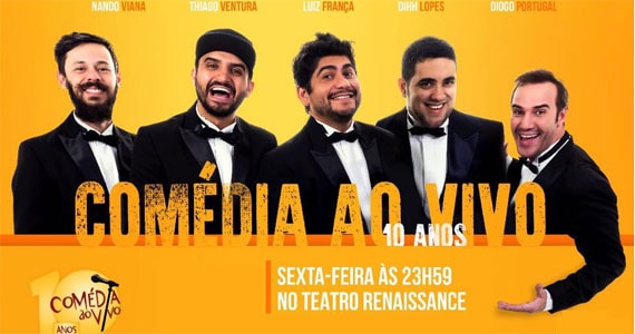 Com elenco rotativo, Comédia Ao Vivo está em cartaz todas as sextas no Teatro Renaissance