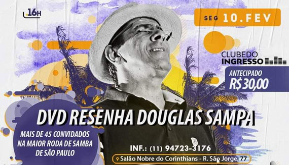Douglas Sampa reúne grandes nomes do samba em novo DVD Eventos BaresSP 570x300 imagem
