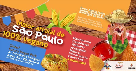 Festa Junina Vegana acontece todo final de semana de Junho no Vegan Park Eventos BaresSP 570x300 imagem