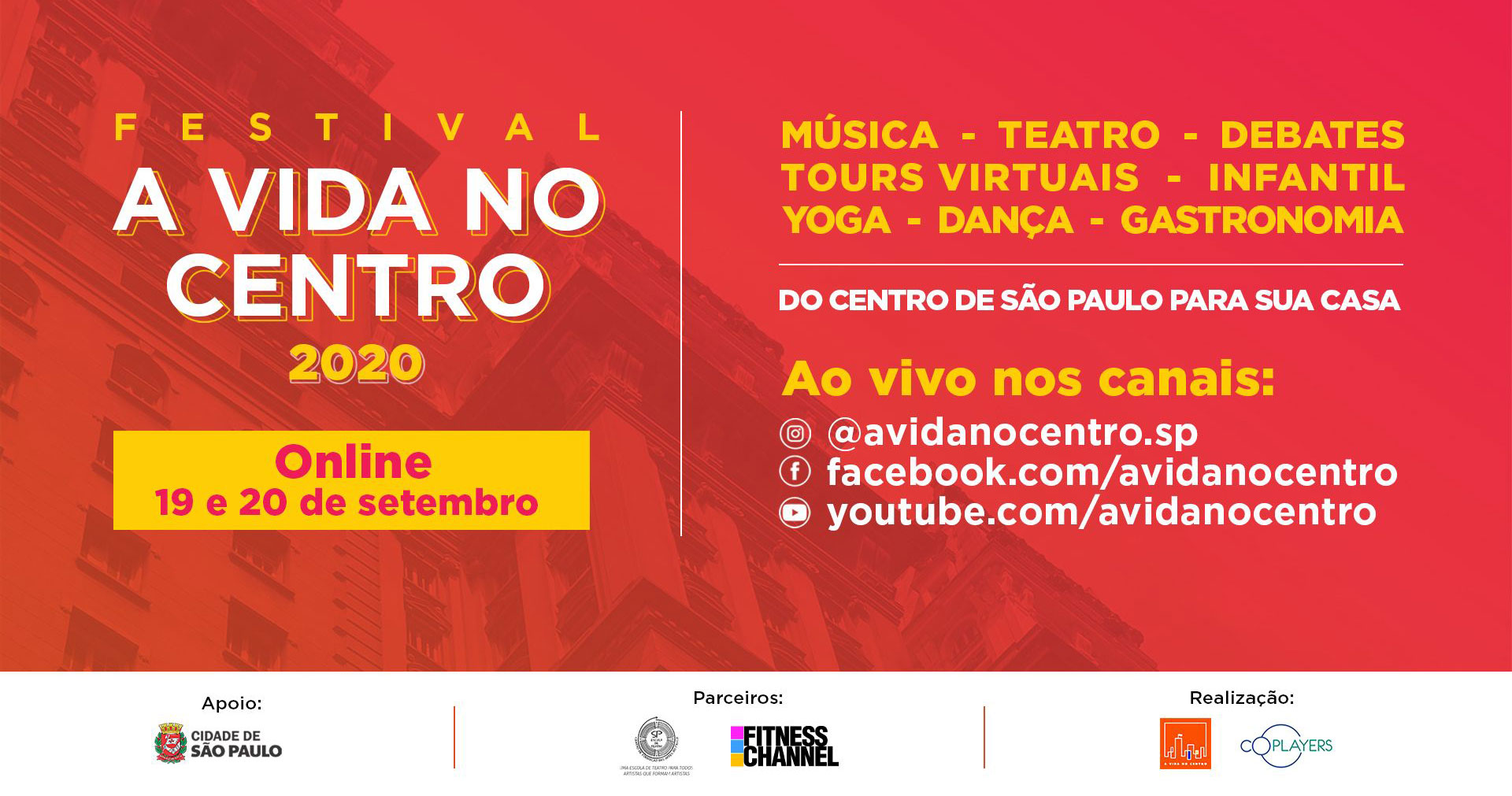 Festival A Vida no Centro 2020 apresenta espetáculos online