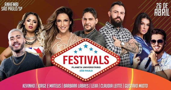 Festivals reúne Jorge & Mateus, Kevinho, Lexa e mais Eventos BaresSP 570x300 imagem