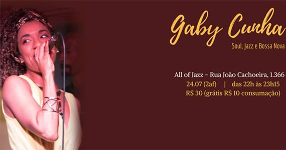 Gaby Cunha canta Soul, Jazz e Bossa Nova no All of Jazz