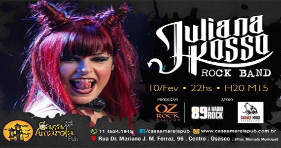 Sexta-feira a cantora Juliana Kosso canta clássicos de rock no palco da Casa Amarela Pub  Eventos BaresSP 570x300 imagem
