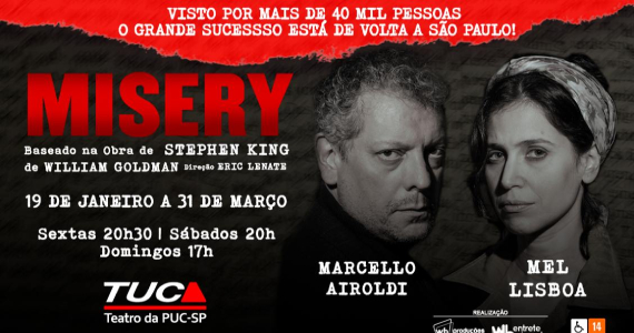 'Misery' baseado na história de Stephen King no Teatro TUCA Eventos BaresSP 570x300 imagem