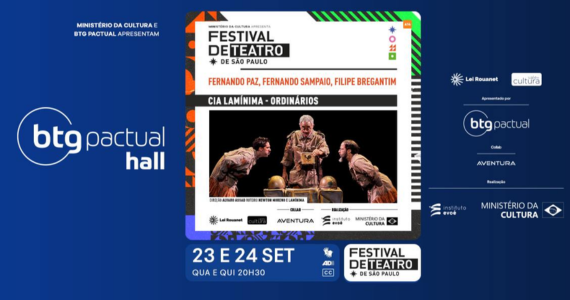 “Ordinários” mistura teatro, circo e humor em apresentação no BTG Pactual Hall “Ordinários” mistura teatro, circo e humor em apresentação no BTG Pactual Hall