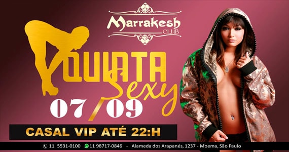 Marrakesh Club recebe a Quinta Sexy com muito swing para esquentar a noite com ousadia