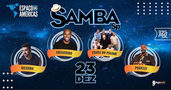 Noite de samba no Espaço das Américas convida Thiaguinho, Turma do Pagode, Dilsinho e Péricles Eventos BaresSP 570x300 imagem