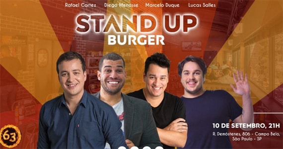 Rafael Cortes, Lucas Salles e outros comediantes prometem sacudir o 63 Burger and Stuff Eventos BaresSP 570x300 imagem