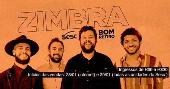 Zimbra apresenta show especial no Sesc Bom Retiro Eventos BaresSP 570x300 imagem