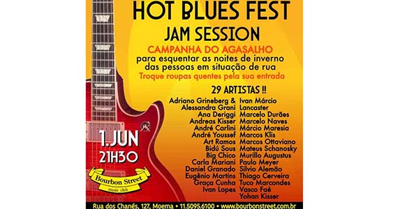 Hot Blues Fest promove show beneficiente, dia 01/6 no Bourbon Street. Eventos BaresSP 570x300 imagem